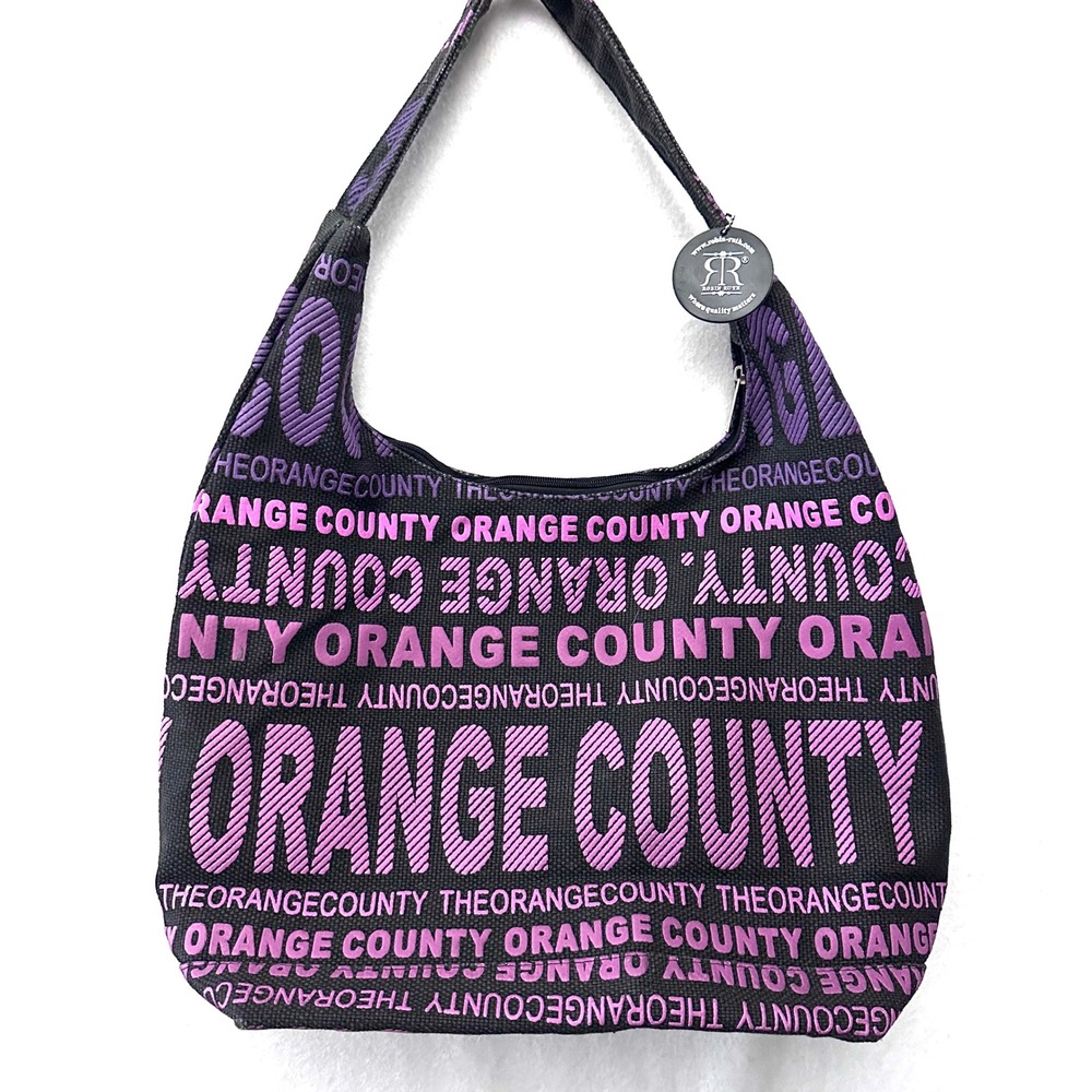 Robin Ruth Orange County Canvas Hobo Bag Purple Pink Souvenir Tote